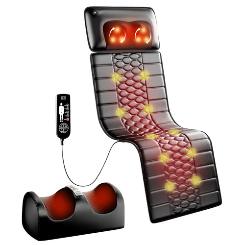 Massage chair with heating elements and remote control on a white background